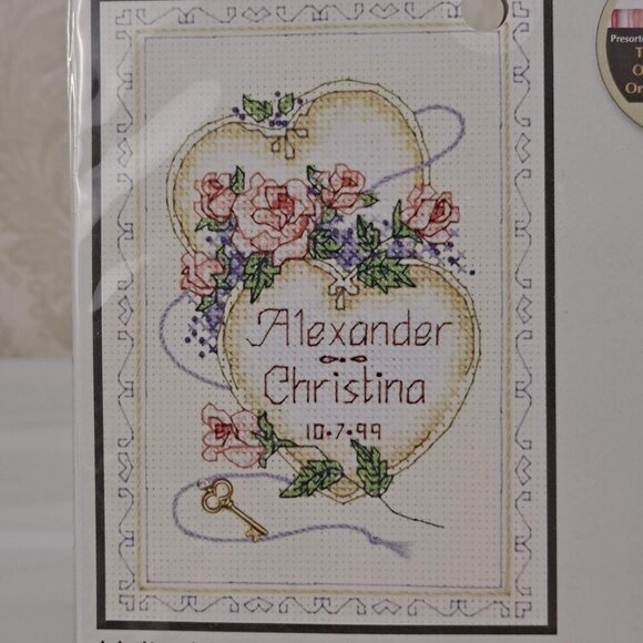 Dimensions United Hearts Wedding Record Counted Cross Stitch Kit NWT - Picture 2 of 5